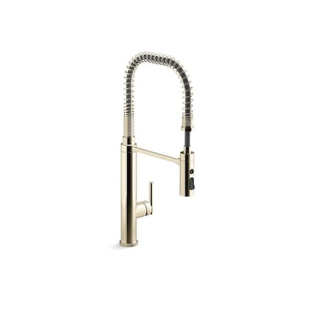 Purist Semi-professional kitchen sink faucet with three-function sprayhead